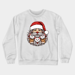 Funny Santa Beard Full of Cats Crewneck Sweatshirt